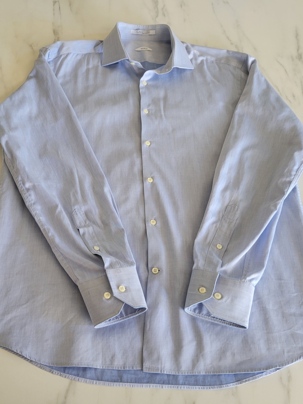 Varesi Men's Dress Shirt Sz 42 16.5 L Canclini Italian Cotton Contrast Placket